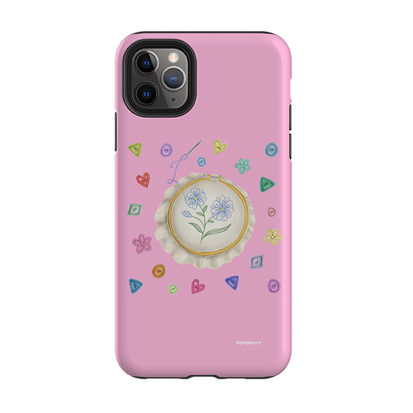 iPhone Tough Case - Flower Buttons Needlework By Catherine Rowe