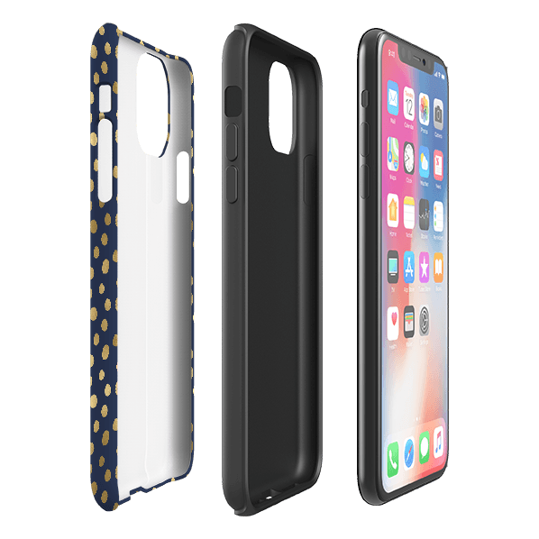 iPhone Tough Case - Navy Polka